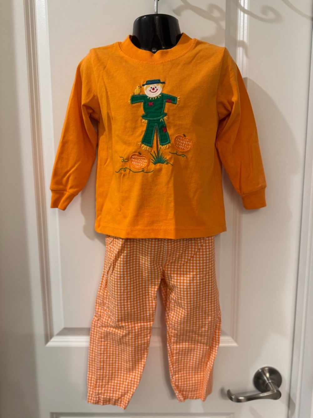 The Bailey Boys Orange Scarecrow Pumpkin Pant Set